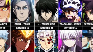 Birthdays of Anime Characters in October