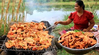 Cooking BBQ  Pork with Egg and chili  recipe  By village & Cooking life