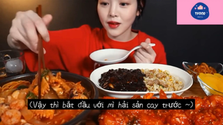 Mukbang canh hải sản, cơm chiên, gà sốt #anngon