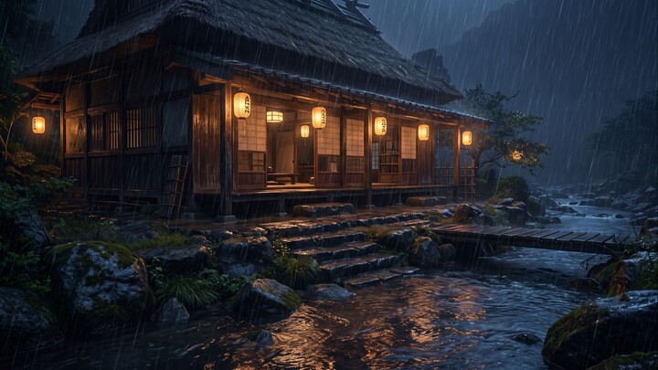 Heavy Japanese Riverside Rain Sounds | 沉浸式雨声 助眠白噪音 (Overthinking & Deep Sleep Aid)