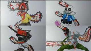 Drawing Chainsaw Man in different styles vẽ các kiểu Quỷ Cưa