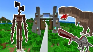 SIREN HEAD in Jurassic Park Minecraft | SIREN HEAD vs. Dinosaurs in MCPE/MCBE Addons