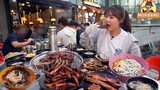 씹고 뜯고 맛보고 즐기는 쪽갈비로 회식?! 했어요😊 | 판교 감성쪽갈비, 우대갈비, 참치 주먹밥, 김치말이 국수 Mukbang
