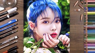 好厉害！大触手绘IU！蓝发部分真的一根一根画出来了！