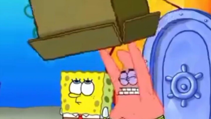 Spongebob Squarepants Patrik melempar kotak