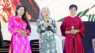 Isaac ca cải lương mùi mẫn cùng ca sĩ Tú Trinh tại buổi giao lưu với đoàn phim Song Lang