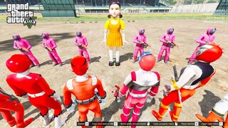 GTA 5 Mod - Biệt Đội Siêu Nhân Đỏ Tham Gia Squid Game Giải Cứu Mọi Người