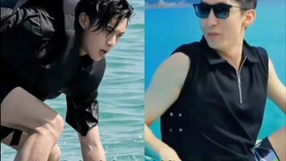 Wang Hedi, Wu Dajing, Wu Dajing, dan Wang Hedi belajar cara berselancar. Wang Hedi: Kebahagiaan adal