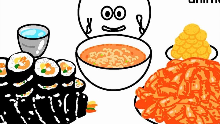 Tteokbokki, ramen, and kimbap—gone in minutes when you eat them together! [Healing Stress-Relief Foo