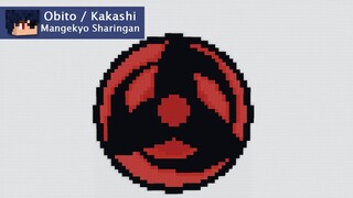 UCHIHA OBITO / HATAKE KAKASHI - MANGEKYO SHARINGAN - NARUTO SHIPPUDEN PIXEL ART | MINECRAFT