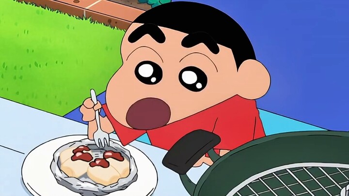 [Crayon Shin-chan] Outdoor barbecue to eat sushi rice balls, grilled shrimp and tofu sushi