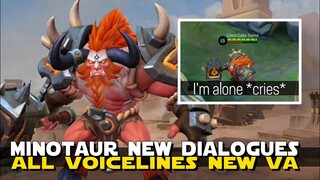 MINOTAUR ALL NEW VOICELINES/DIALOGUES! | MOBILE LEGENDS REVAMPED MINOTAUR NEW LINES!