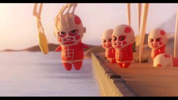 The little giant was afraid to cross the river, so Ai Dao helped him