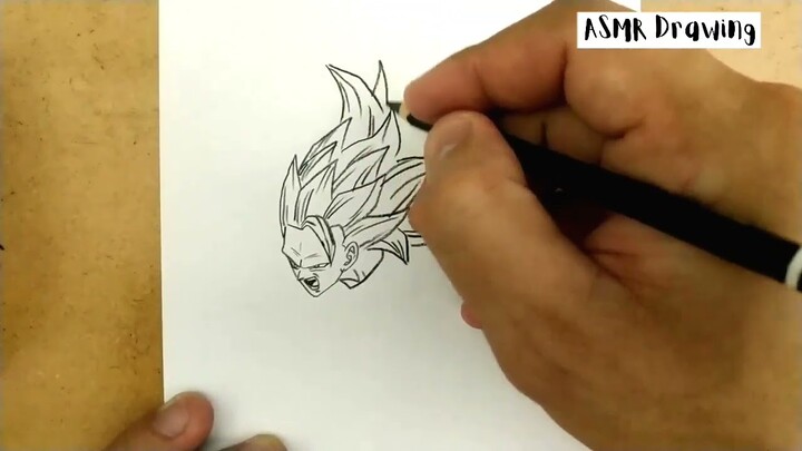 ASMR DRAWING son goku from manga dragon ball z and dragonball super