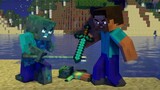[Minecraft] Trident Drowned vs Diamond Sword Steve