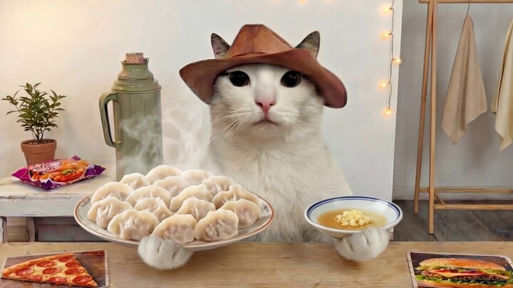 Mèo ăn gì thế? (Những chiếc sủi cảo ngon lành làm Mì vui quá!)