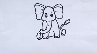 How to draw baby elephant easy _ How to draw animals easy