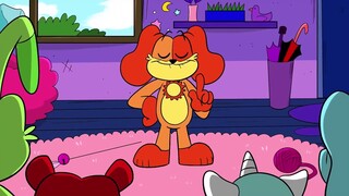 Smiling animal animation sleepy cat rest day
