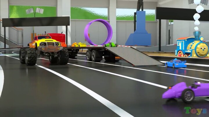 Learn Colors and Race Cars with Max, Bill and Pete the Truck - TOYS (Colors and