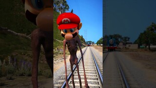 GTA V: SIREN HEAD MARIO SAVING SPIDERMAN FROM THOMAS THE TRAIN #shorts #trains