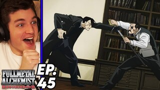 GREED VS. KING BRADLEY!! | Fullmetal Alchemist: Brotherhood Episode 45 REACTION (The Promised Day)