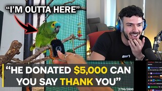 Tarik Donated $5,000(Charity) To A Sanctuary But Got Trolled By A Parrot