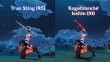 Iron Sting (R5) vs Kagotsurube Isshin (R1) | Kazuha's (F2P) Weapons Test