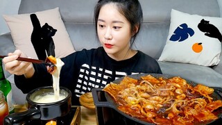 [ONHWA] Spicy fried octopus + cheese hot pot chewing sound!🐙
