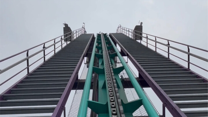 First-person view of the West Region Flying Sky Roller Coaster at Chengdu Happy Valley
