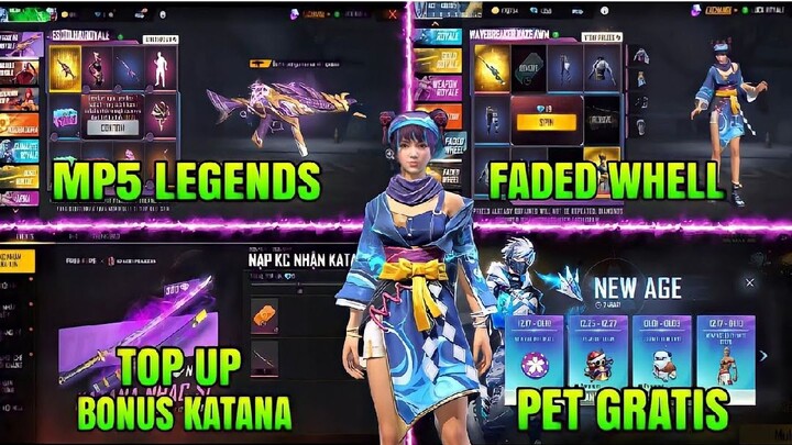 BOCORAN FF! EVENT BESOK, TOP UP BONUS KATANA, FADED WHELL TERBARU, SKIN MP5 LEGENDARY, EVENT GRATIS