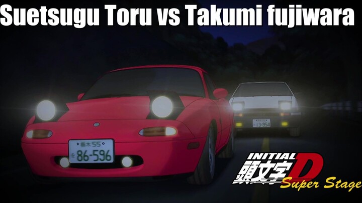 Suetsugu Toru VS Fujiwara Takumi (NA6CE vs AE86) [ENGLISH SUBTITLES] | Initial D Super Stage Ep2