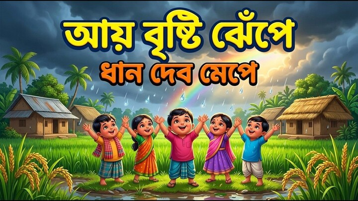 আয় বৃষ্টি ঝেঁপে ধান দেব মেপে | Aye Bristi Jhepe | Bangla Chora | Bengali Rhymes for Kids