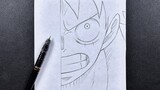 Anime sketch | how to draw luffy half face easy steps