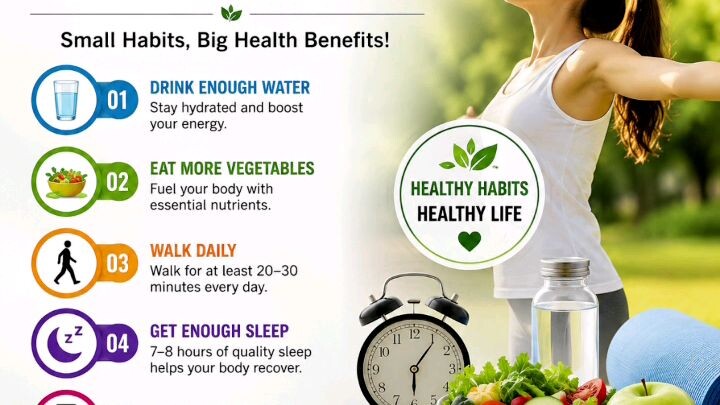 “5 Simple Habits That Can Improve Your Health Every Day”#HealthyHabits #HealthyLifestyle #WellnessTi