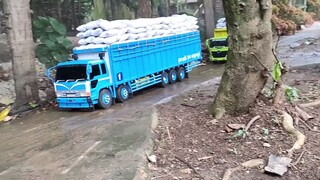 Remote control truck model, can pull goods and wade through water