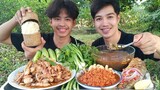 หมูนํ้าตก นํ้าพริกอ่อง ต้มขมร้อนๆ ปลาทูมันทอด มาเด้อครับทุกคน.