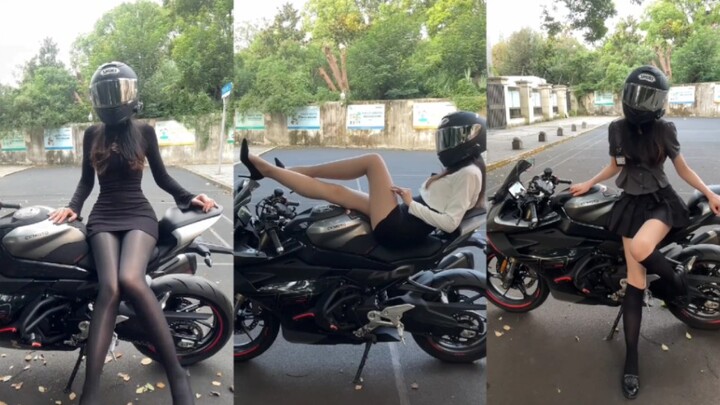 Siapa yang bisa tahan lihat motor dipadukan dengan tubuh dan gaya berpakaian si kakak dewasa?