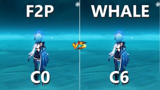 Whale vs F2P EULA!! C0 vs C6 Eula !! Genshin impact || Gameplay COMPARISON!!!