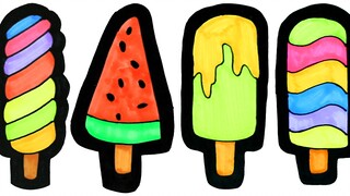 Kid's drawing & colouring - how to draw Ice Cream