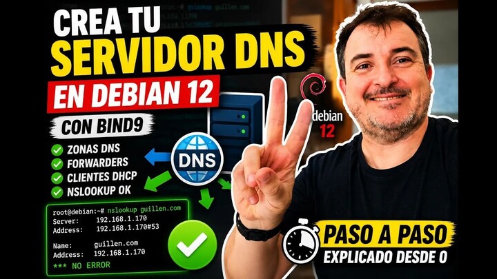 Cómo Crear un Servidor DNS en Debian 12 (BIND9) ｜ Paso a Paso [xk_h3MV684M]