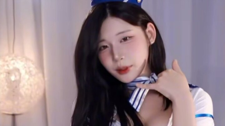 【คัดสรรโดยผู้ประกาศ】ชุดพนักงานต้อนรับบนเครื่องบินสีฟ้าขาว golaniyule0