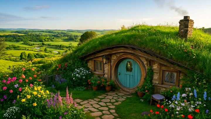 Cozy Hobbit Hole Ambiance - Rain & Fire Crackling (Relax, Study, Sleep)