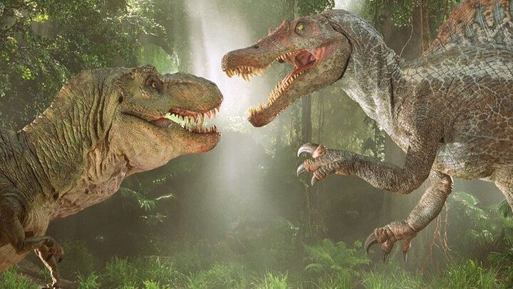 Sang Dewa Perang terkuat, Spinosaurus, menghabisi T. rex dalam satu jurus!