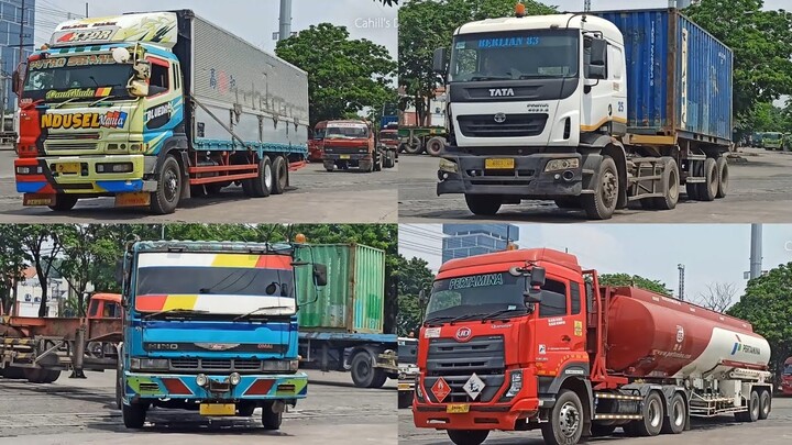 SPOTTING TRUCKS AT CONTAINER PORT ZONE コンテナ港エリアのトラック