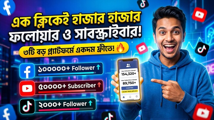 এক ক্লিকেই Facebook, YouTube ও TikTok এ হাজার হাজার ফলোয়ার কেউ বিশ্বাস করবে না (১০০% ফ্রি)