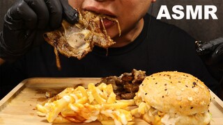 ASMR EATING GRILL PATIO | LAMB CHOP | BEEF BURGER | CHEESY FRENCH FRIES