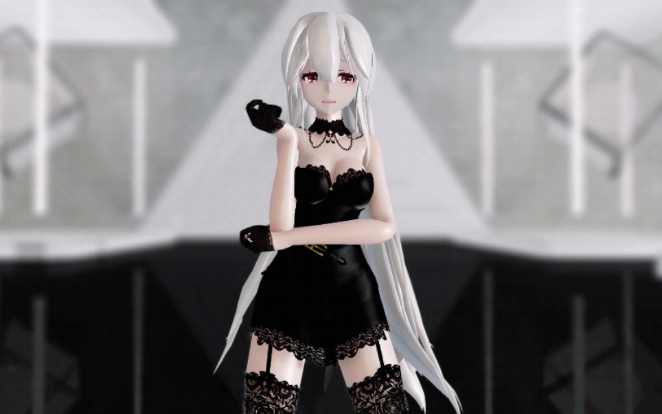 MMD·3D]Yowane Haku in black dress and stockings - Playing with Fire -  Bilibili