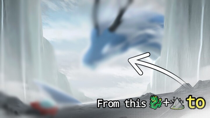 draw a dragon from emoji 🐉+⛰️