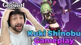 Kuki Shinobu Gameplay | Normal Attacks + Elemental Skill + Elemental Burst | Genshin Impact Reaction