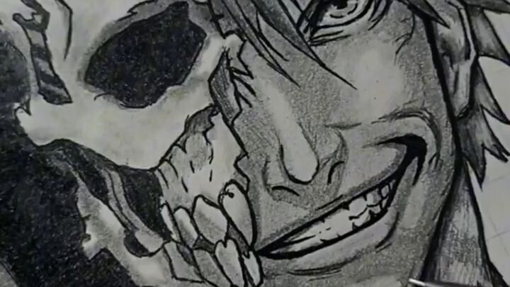 How to draw Ichigo Kurosaki in half hollow form.😈🔥🔥